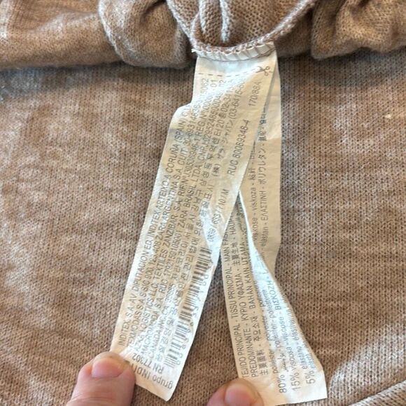 ZARA basic silk scarf tie beige/taupe sweater Sz M neutral - Picture 10 of 11